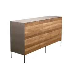 Buffet 3 Portes MADISON Bois Teck Recyclé Métal Et Pieds Métal