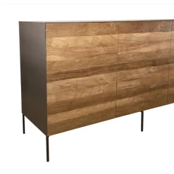 Buffet 3 Portes MADISON Bois Teck Recyclé Métal Et Pieds Métal