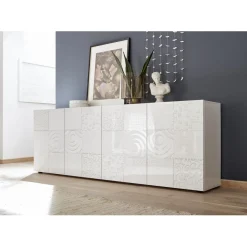 Buffet 4 portes MIRO laqué blanc brillant