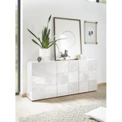 Buffet 3 portes MIRO laqué blanc brillant