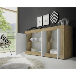 Buffet 3 portes panneaux de particules bicolore