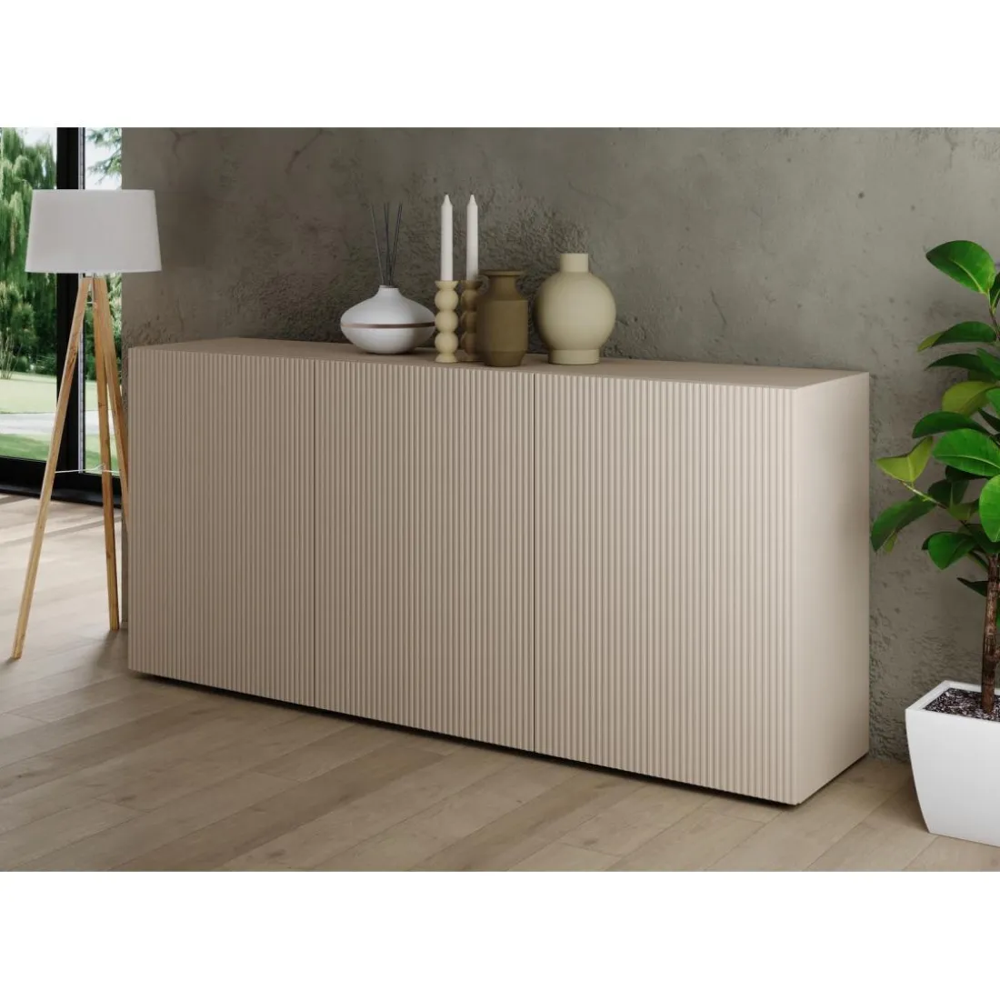 Buffet 3 portes Panneaux de particules de première qualité Portes en MDF