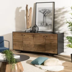 Buffet 4 portes Pin recyclé DANIDO