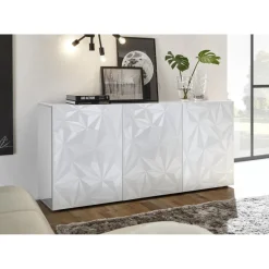 Buffet 3 portes PRISMA laqué blanc brillant