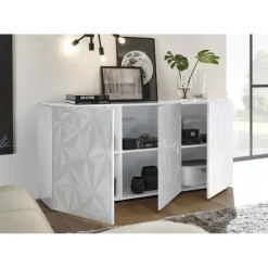 Buffet 3 portes PRISMA laqué blanc brillant