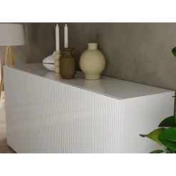 Buffet 3 portes RIO blanc laqué brillant