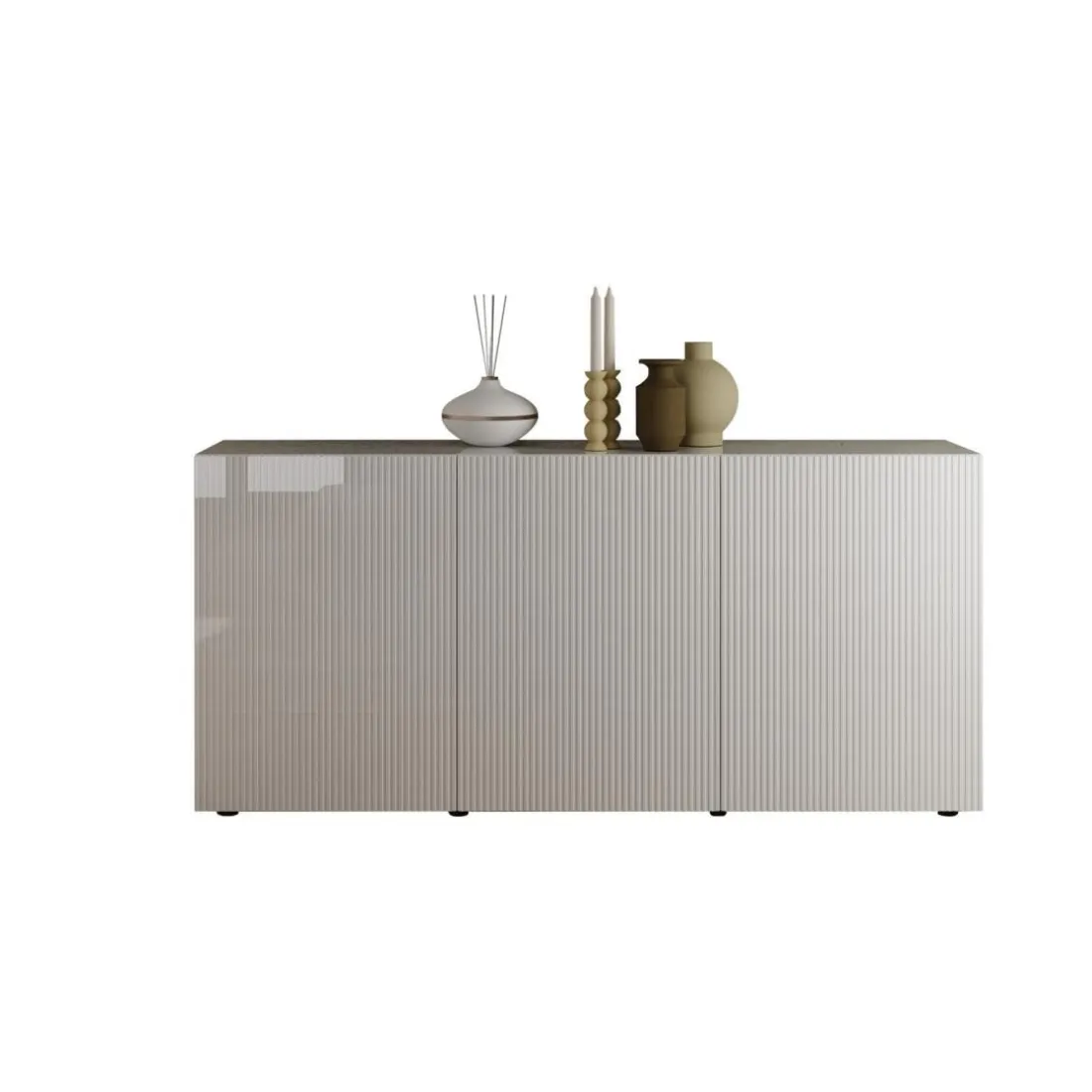 Buffet 3 portes RIO blanc laqué brillant