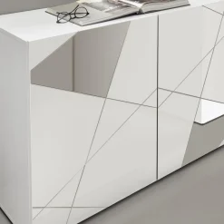 Buffet 3 portes VITTORIA blanc laqué avec sérigraphie