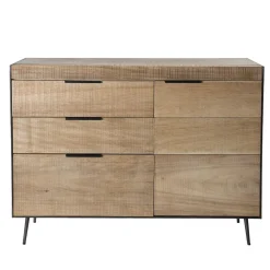 Buffet 3 tiroirs 1 porte teck et pieds métal CARLA