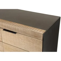 Buffet 3 tiroirs 1 porte teck et pieds métal CARLA