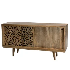 Buffet bois Manguier 160x45cm 2 portes coulissantes 1 étagère Jaipur