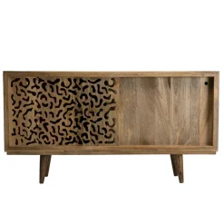 Buffet bois Manguier 160x45cm 2 portes coulissantes 1 étagère Jaipur