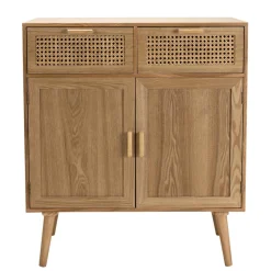 Buffet couleur naturel 2 tiroirs cannage 2 portes - RODRIGO