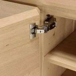 Buffet couleur naturelle 4 portes 6 étagères pieds métal noir MAXENDRE