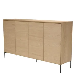 Buffet couleur naturelle 4 portes 6 étagères pieds métal noir MAXENDRE