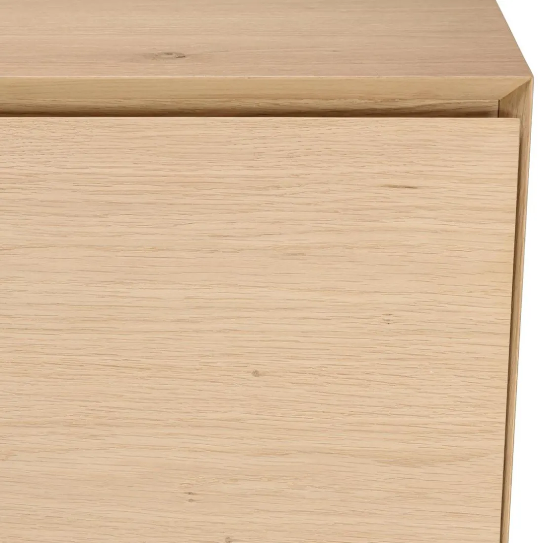 Buffet couleur naturelle 4 portes 6 étagères pieds métal noir MAXENDRE