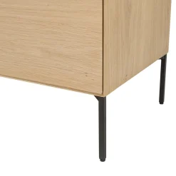 Buffet couleur naturelle 4 portes 6 étagères pieds métal noir MAXENDRE