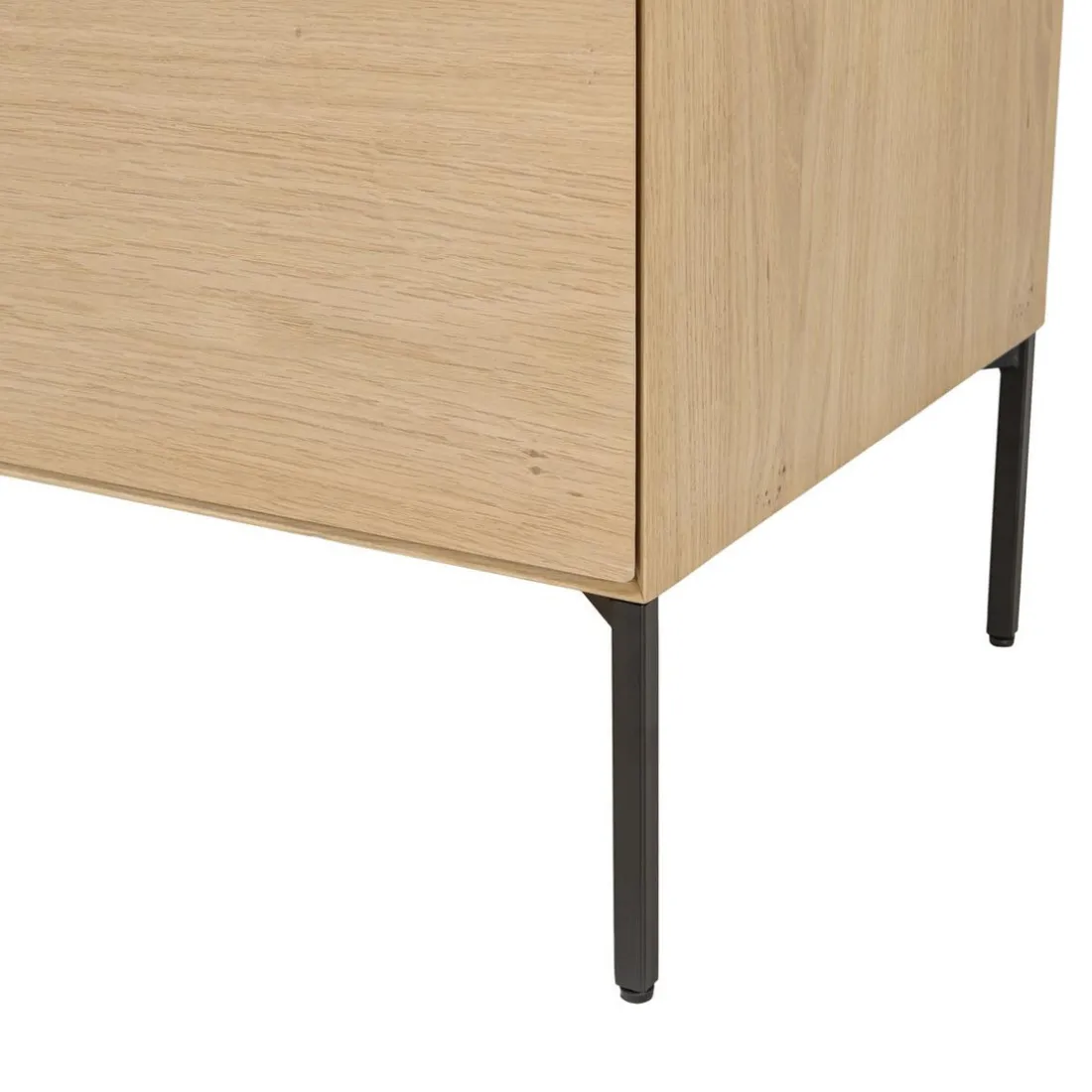 Buffet couleur naturelle 4 portes 6 étagères pieds métal noir MAXENDRE