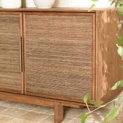 Buffet en bois de teck recyclé naturel 4 portes