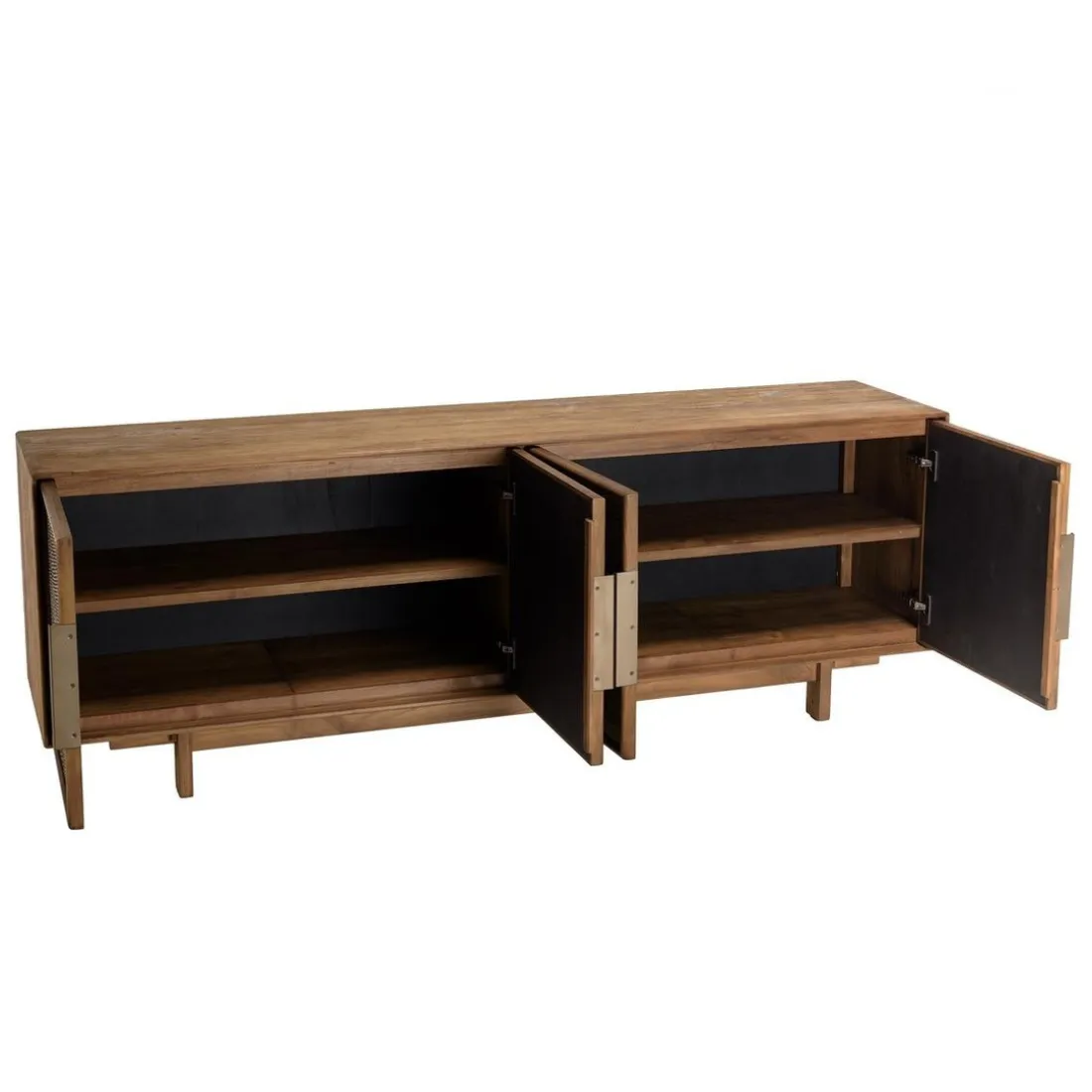 Buffet en bois de teck recyclé naturel 4 portes