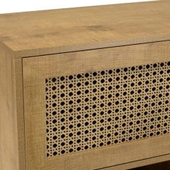 Buffet marron 3 niches 3 portes effet cannage pieds métal CHARLIE