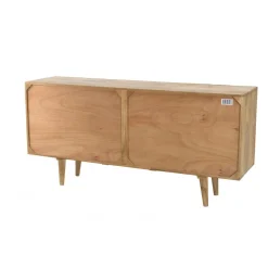 Buffet marron 5 portes bois de manguier et cannage naturel ISA