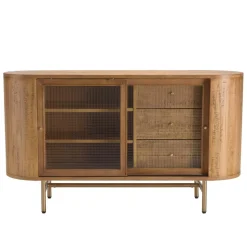 Buffet YSEULT 2 portes coulIssante en verre 3 tiroirs