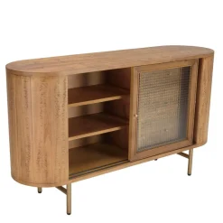 Buffet YSEULT 2 portes coulIssante en verre 3 tiroirs