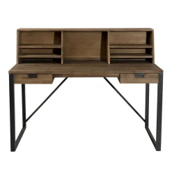 Bureau 2 tiroirs bois et métal avec étagères - NASAI