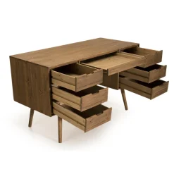 Bureau ANDY Scandi Bois 6 Tiroirs Sapin