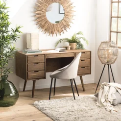 Bureau ANDY Scandi Bois 6 Tiroirs Sapin