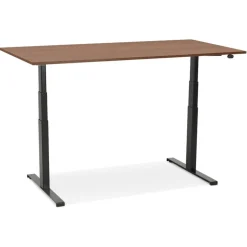 Bureau assis debout électrique 'TRONIK' noir avec plateau en bois finition Noyer