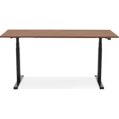 Bureau assis debout électrique 'TRONIK' noir avec plateau en bois finition Noyer