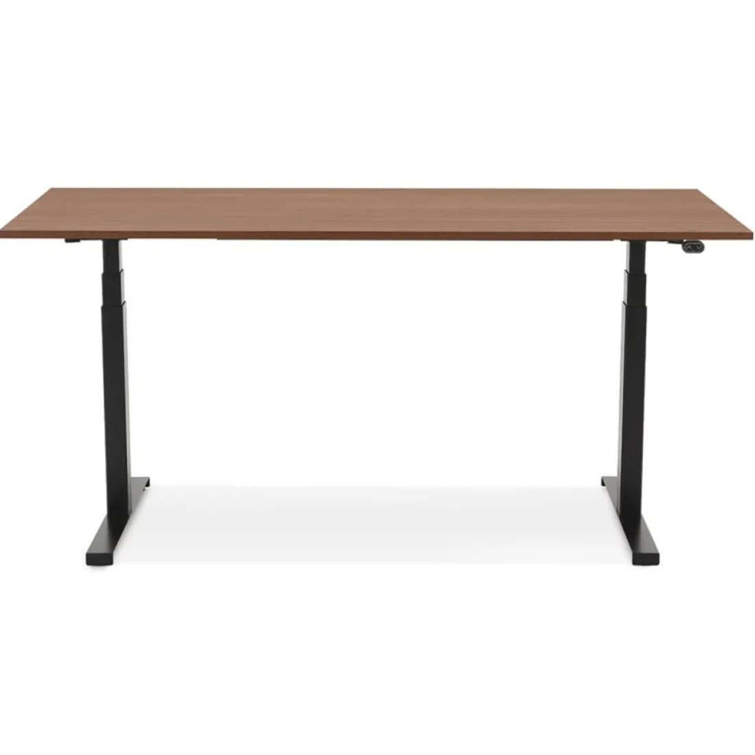 Bureau assis debout électrique 'TRONIK' noir avec plateau en bois finition Noyer