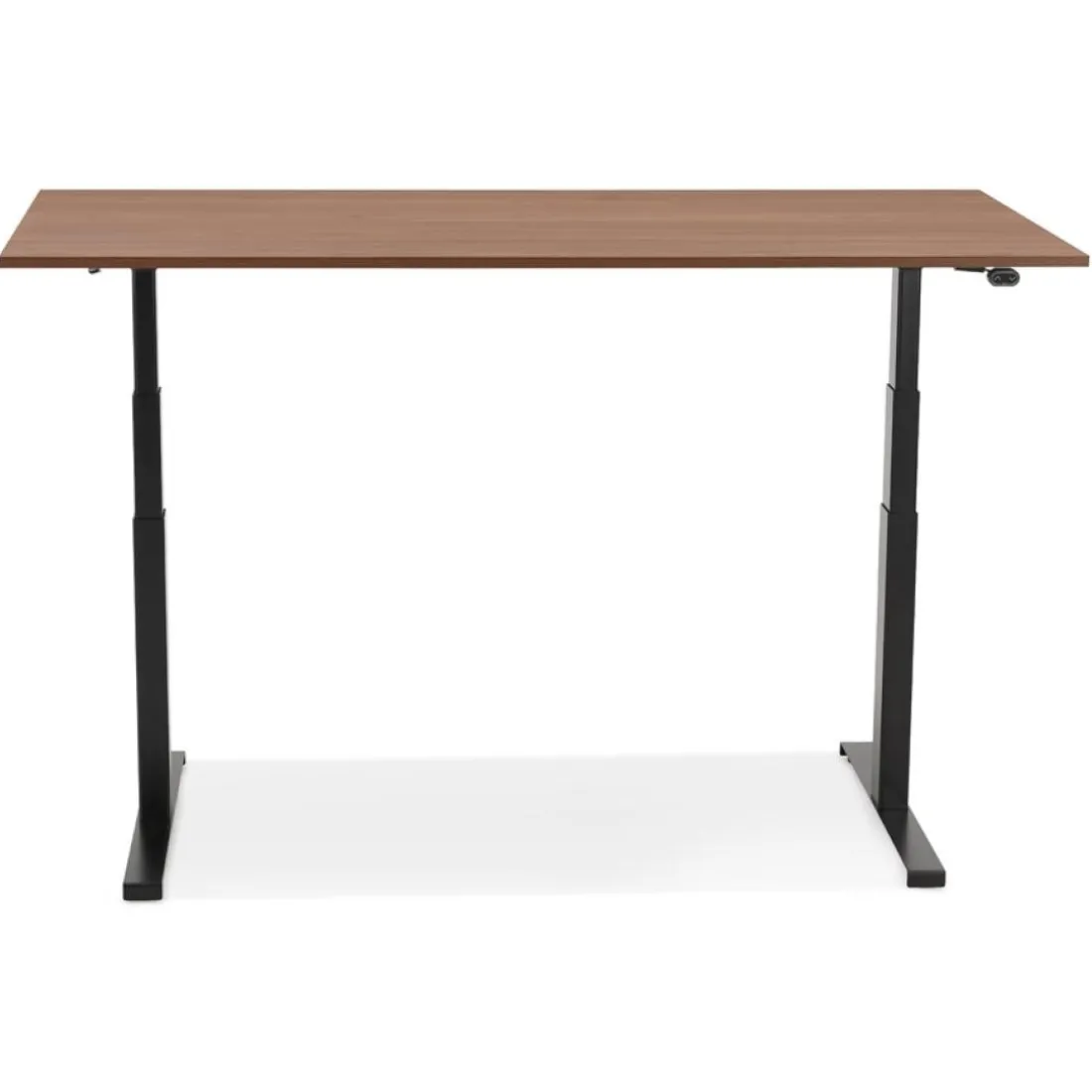 Bureau assis debout électrique 'TRONIK' noir avec plateau en bois finition Noyer