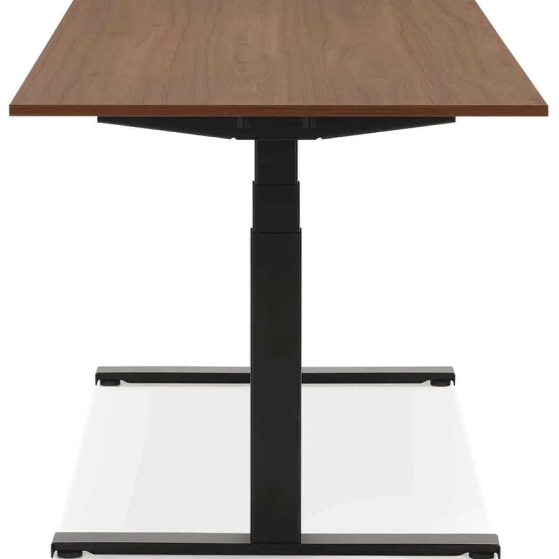 Bureau assis debout électrique 'TRONIK' noir avec plateau en bois finition Noyer