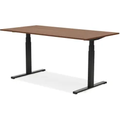 Bureau assis debout électrique 'TRONIK' noir avec plateau en bois finition Noyer