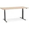 Bureau assis debout électrique 'TRONIK' noir avec plateau en bois finition naturelle
