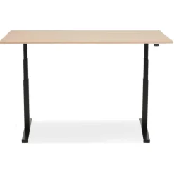 Bureau assis debout électrique 'TRONIK' noir avec plateau en bois finition naturelle