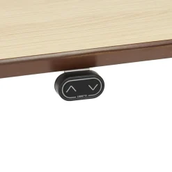 Bureau assis-debout électrique 'BIONIK'avec plateau en bois finition naturelle et pied en métal blanc