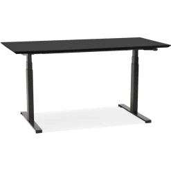 Bureau assis-debout électrique 'BIONIK'avec plateau en bois et métal noir