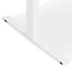 Bureau assis-debout électrique 'BIONIK'avec plateau en bois et métal blanc