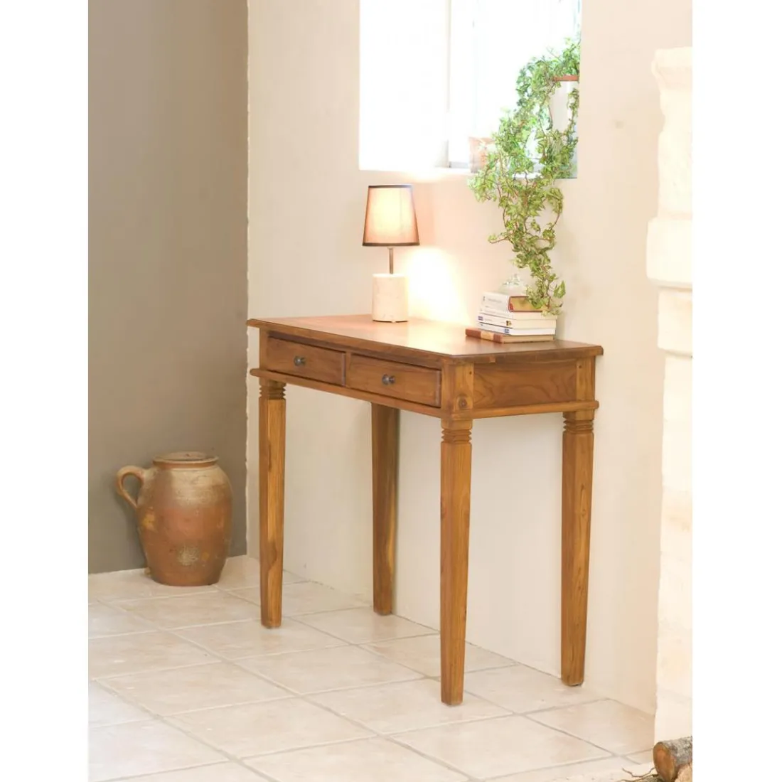 Bureau AYAN 2 Tiroirs Bois Teck