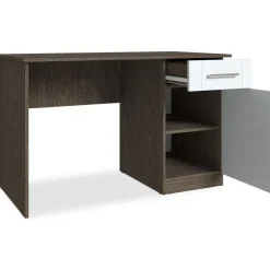 Bureau 120cm Chêne Foncé Et Blanc
