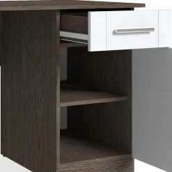 Bureau 120cm Chêne Foncé Et Blanc