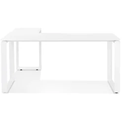 Bureau d'angle design 'BAKUS' en bois et métal blanc
