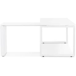 Bureau d'angle design 'BAKUS' en bois et métal blanc