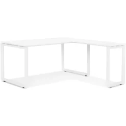 Bureau d'angle design 'BAKUS' en bois et métal blanc