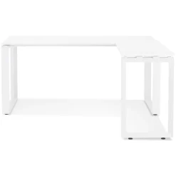 Bureau d'angle design 'BAKUS' en bois et métal blanc
