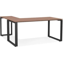 Bureau d'angle design 'BAKUS' en bois finition Noyer et métal noir